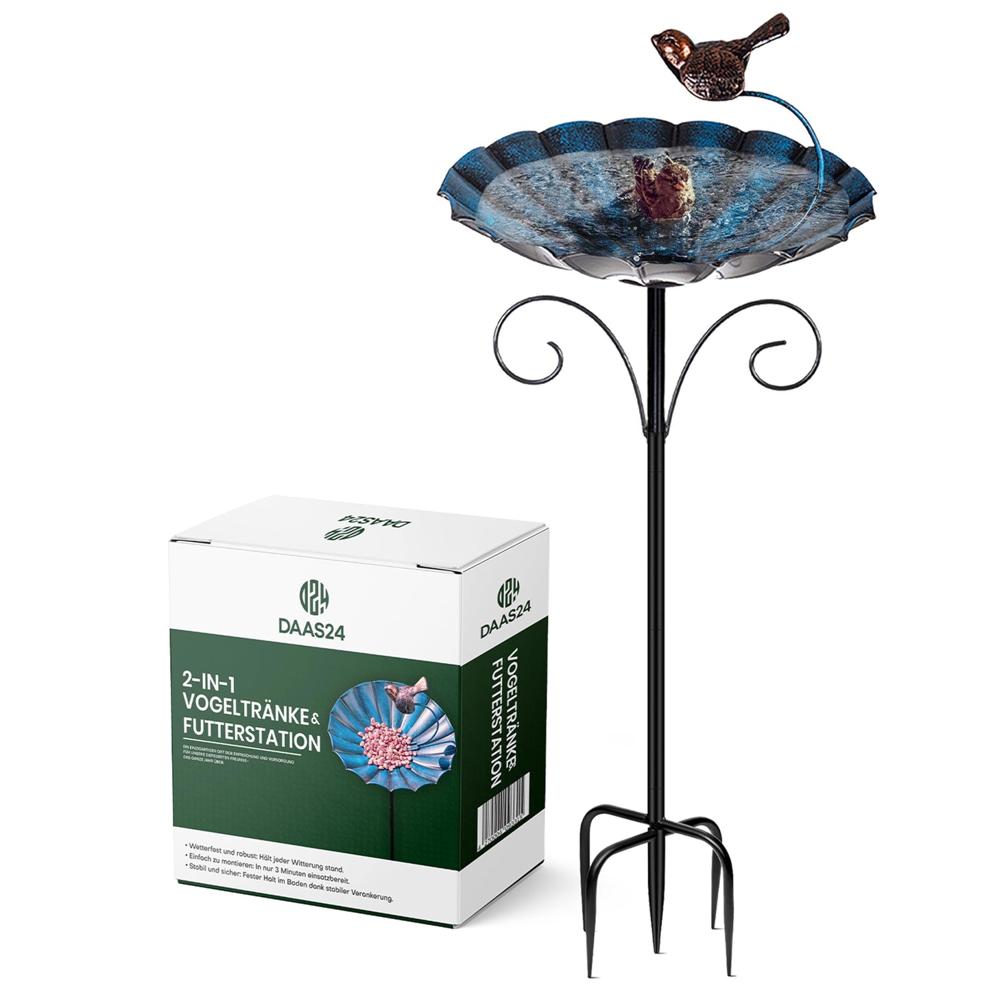 2-in-1 Vogeltränke & Futterstation, frostsicher