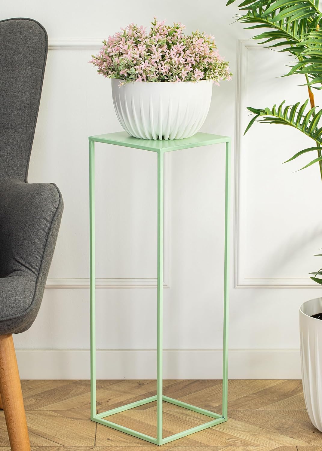 Metall-Blumenständer 70 cm Hoch, Grünblau 70 cm