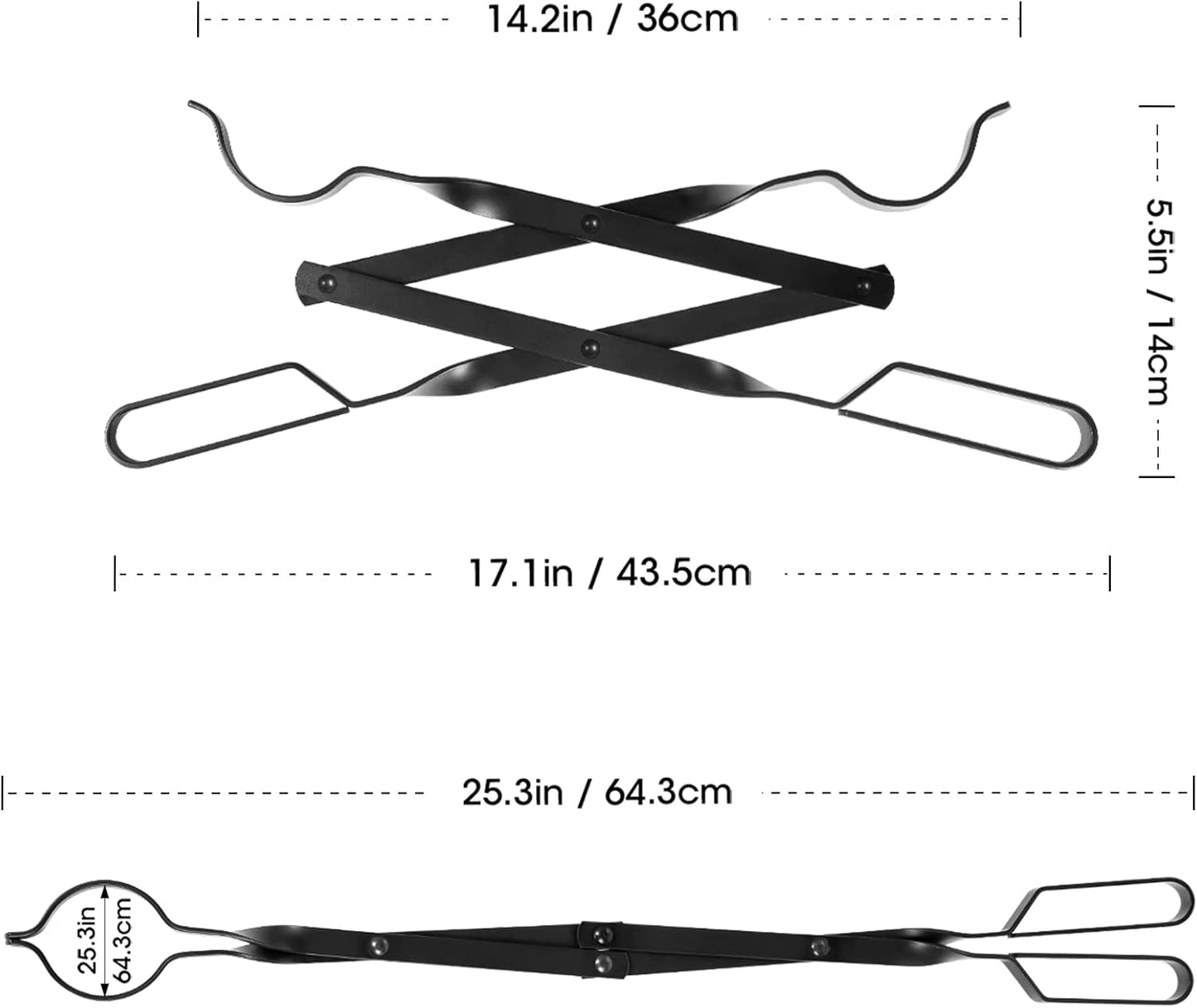 2-teiliges Kaminbesteck, 2pcs Haken+zange
