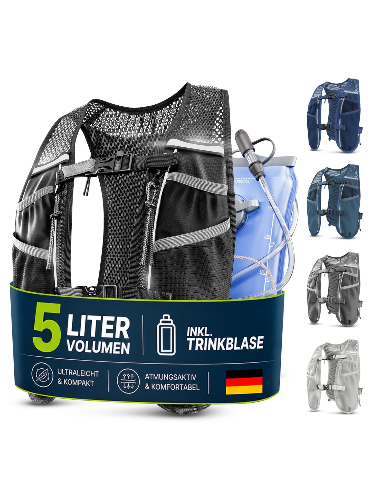 Running Trinkweste mit Trinkblase, 5L - schwarz - mit Trinkblase 5L