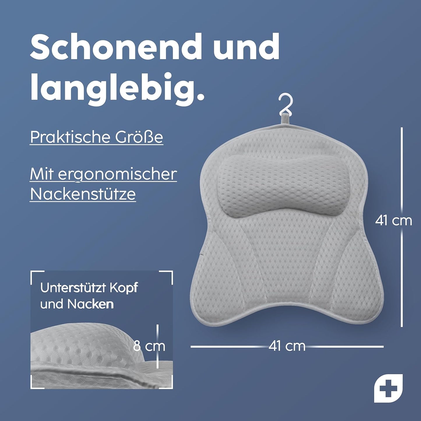 Badewannenkissen mit Saugnäpfen, Grau