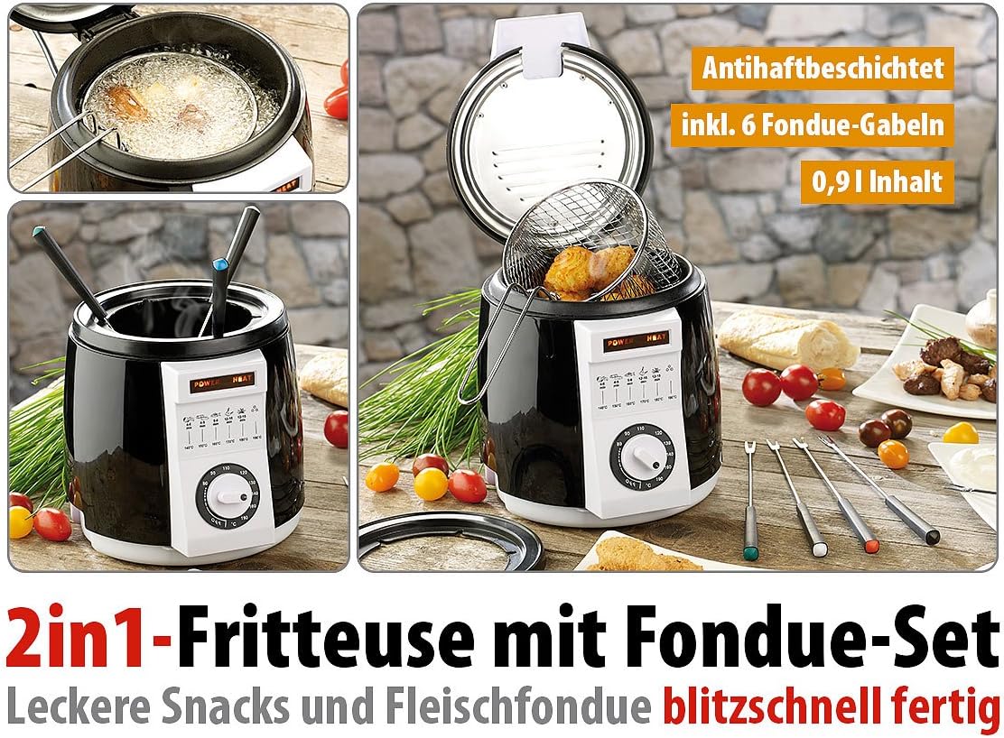 Mini-Fritteuse mit Fondue-Set