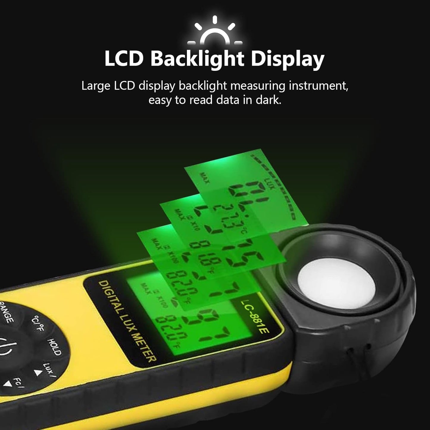 Digital Luxmeter LC-881E mit drehbarem Detektor, 300,000 Lux