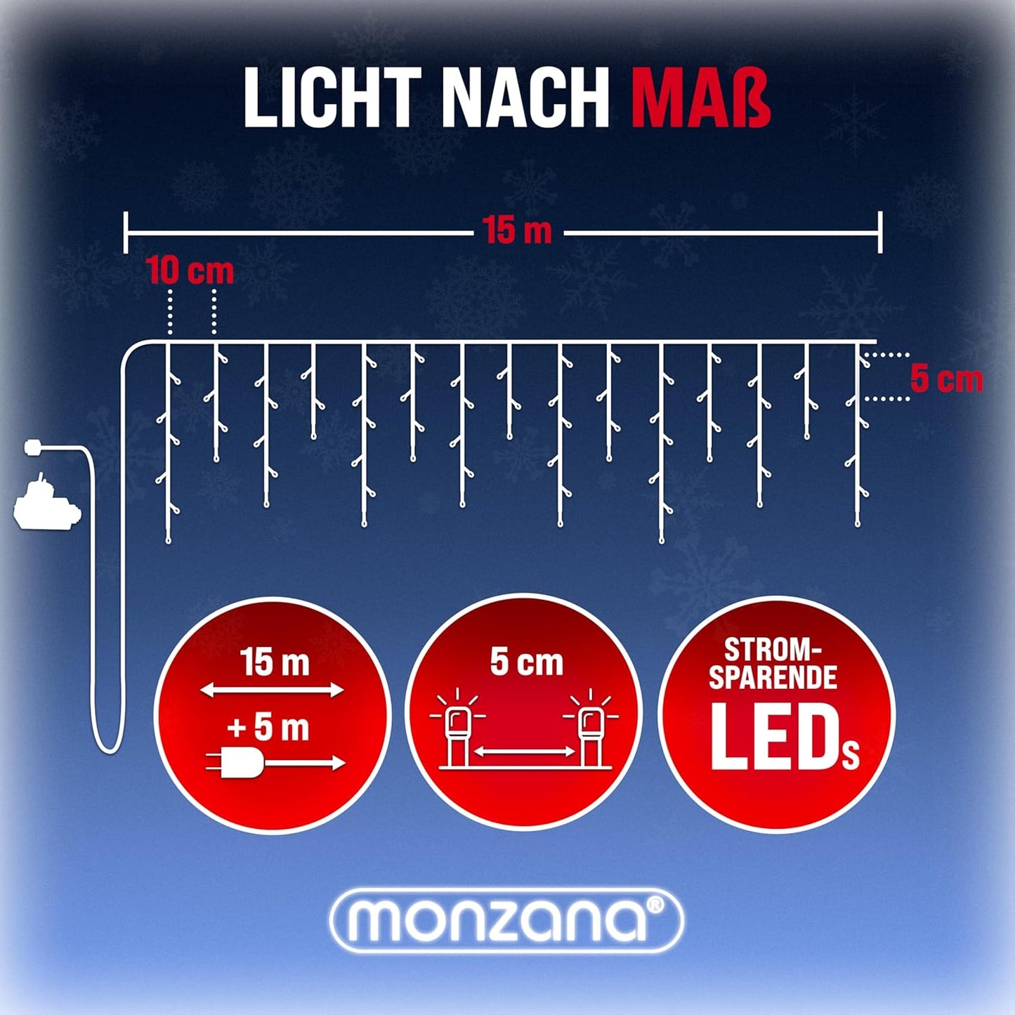 Lichterkette Eisregen 600 LEDs mit Fernbedienung, 600 LED's, Kalt-weiss
