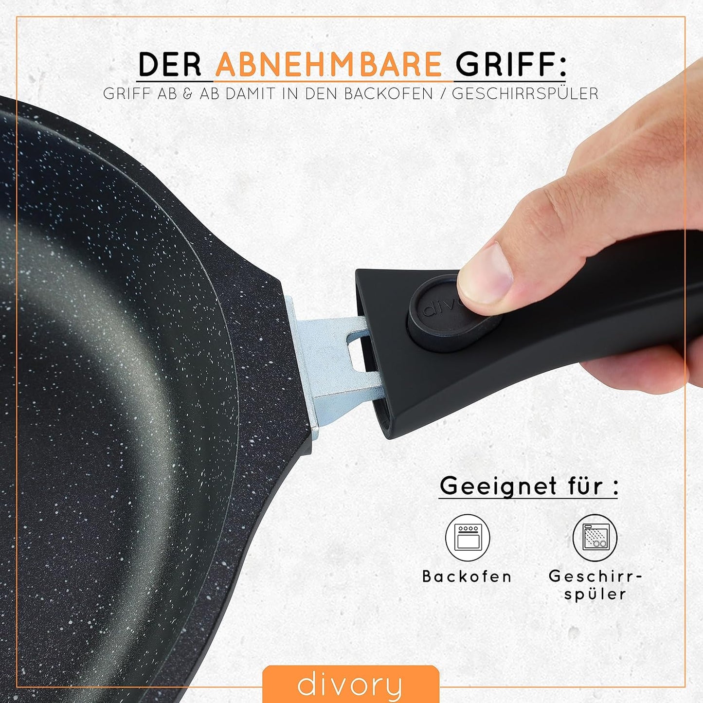 Pfannenset mit abnehmbarem Griff (3-teilig), Schwarz 3er Set (20/24/28cm)