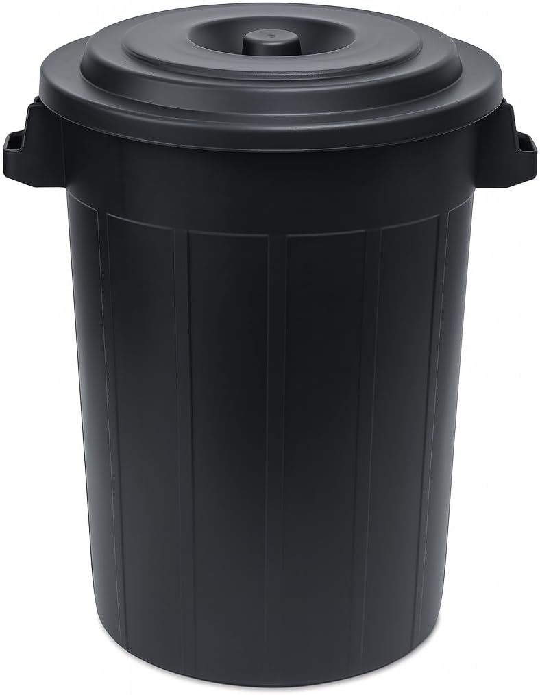 Mülltonne mit Deckel, Schwarz 70L