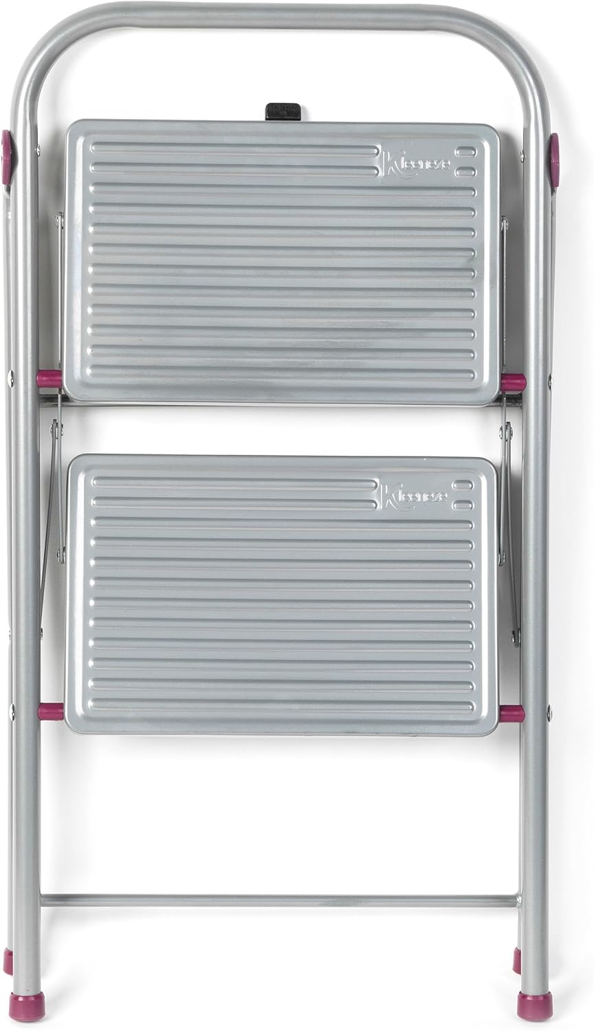 Zusammenklappbare Trittleiter, 2 Schritt Rosa/Grau