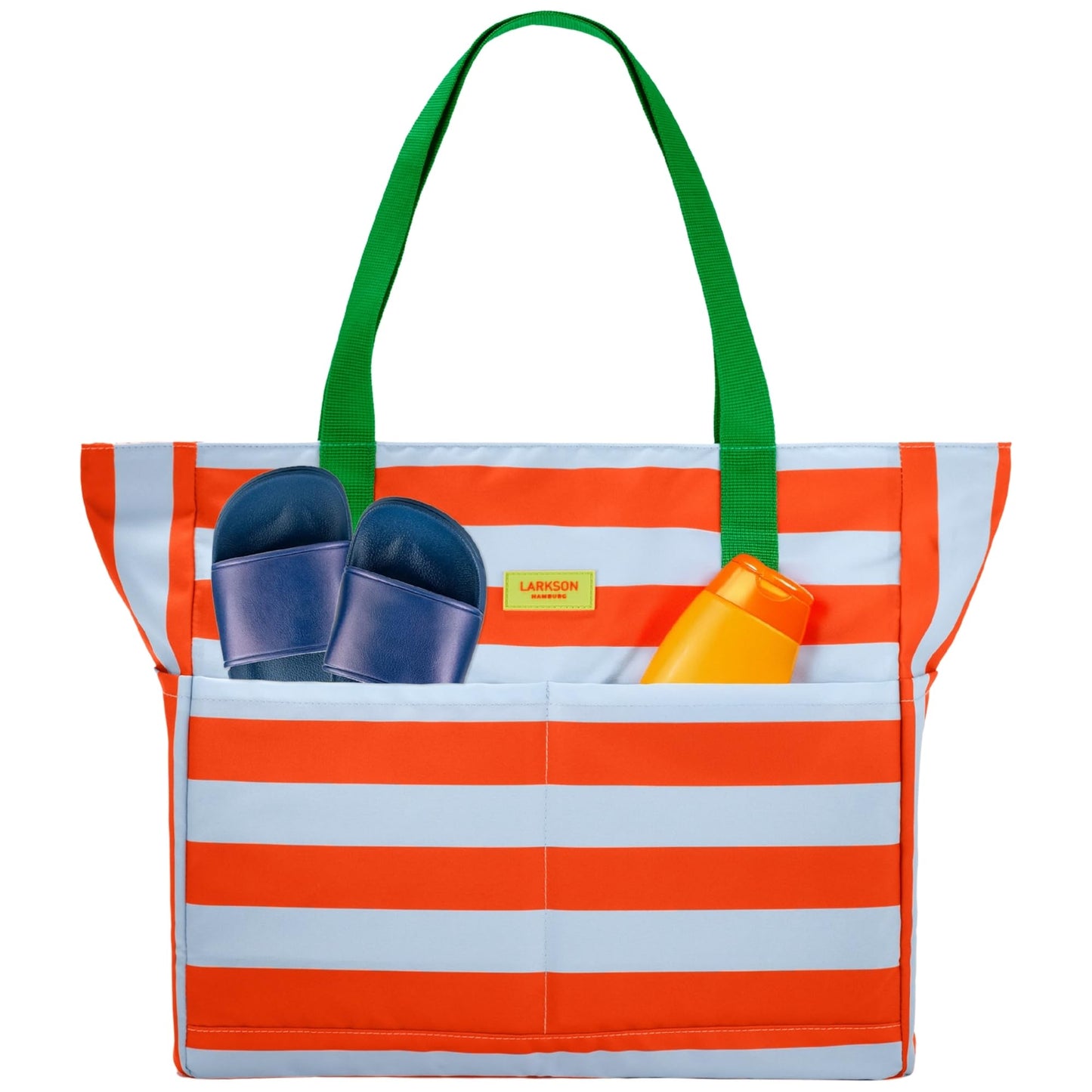 Strandtasche Linn mit Reissverschluss, Orange - Gestreift