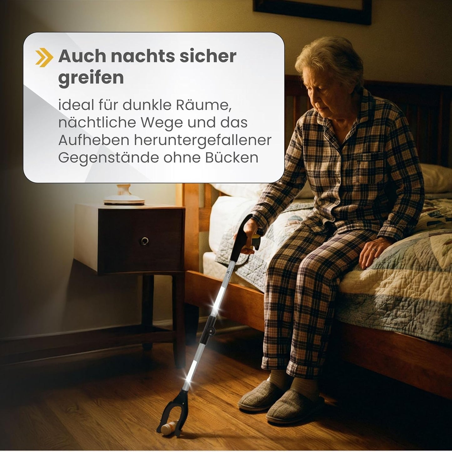 Faltbare Greifzange mit Schuhanzieher, Schwarz Silber