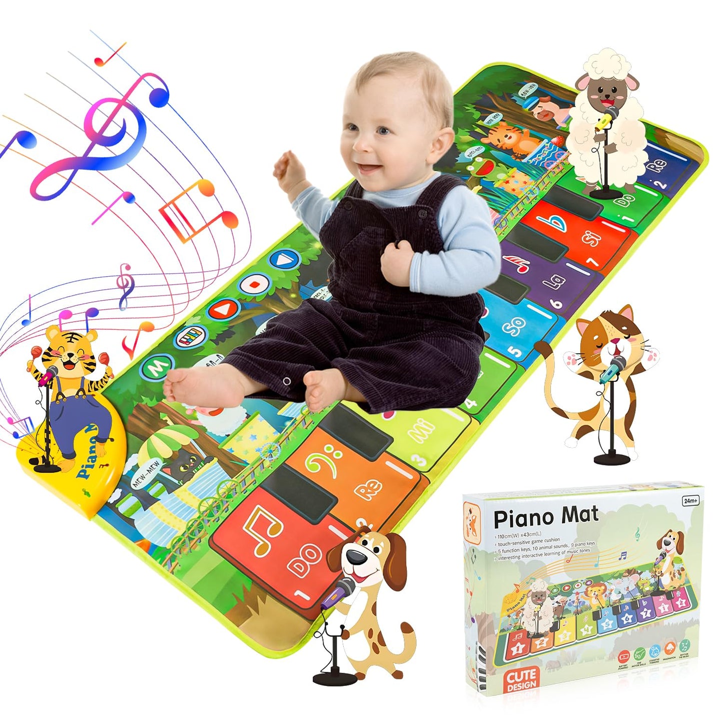Musikmatte für Kinder mit 19 Liedern und 10 Tiergeräuschen