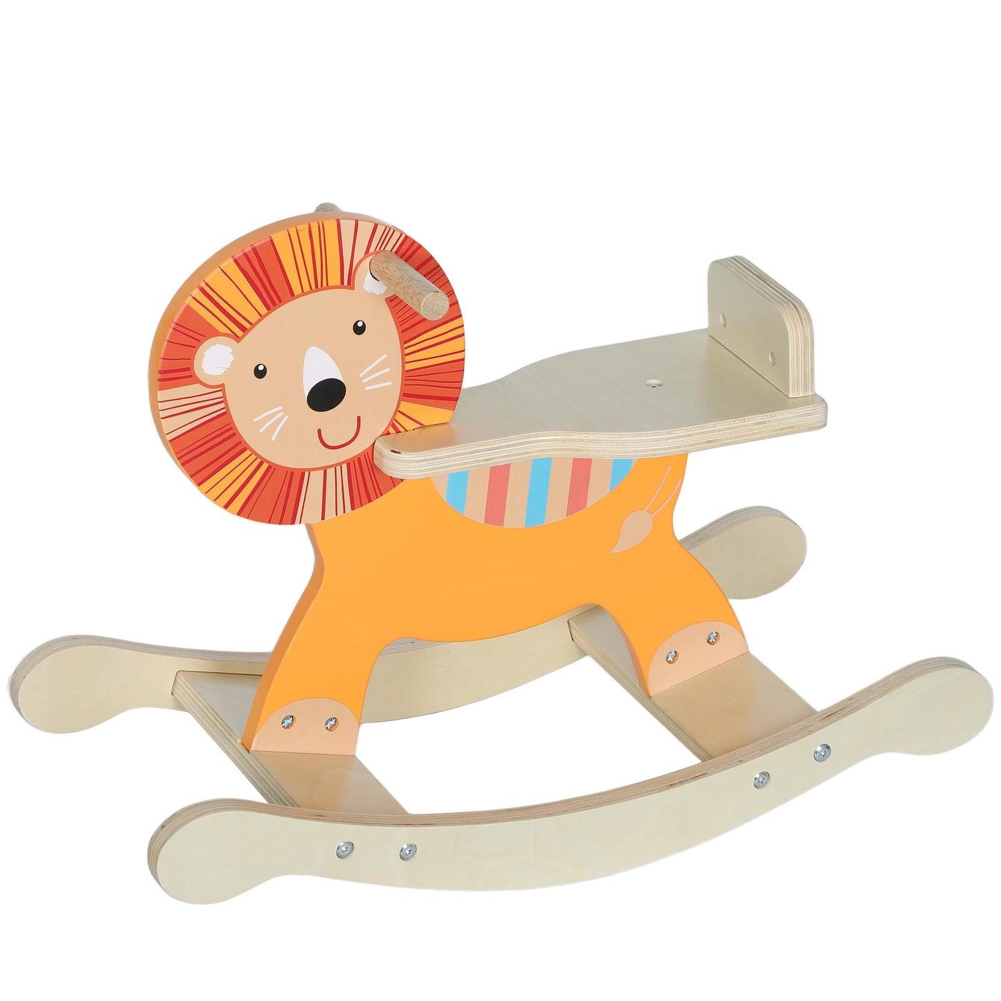 Schaukelpferd Mehrschichtenplatte Orange, Löwendesign