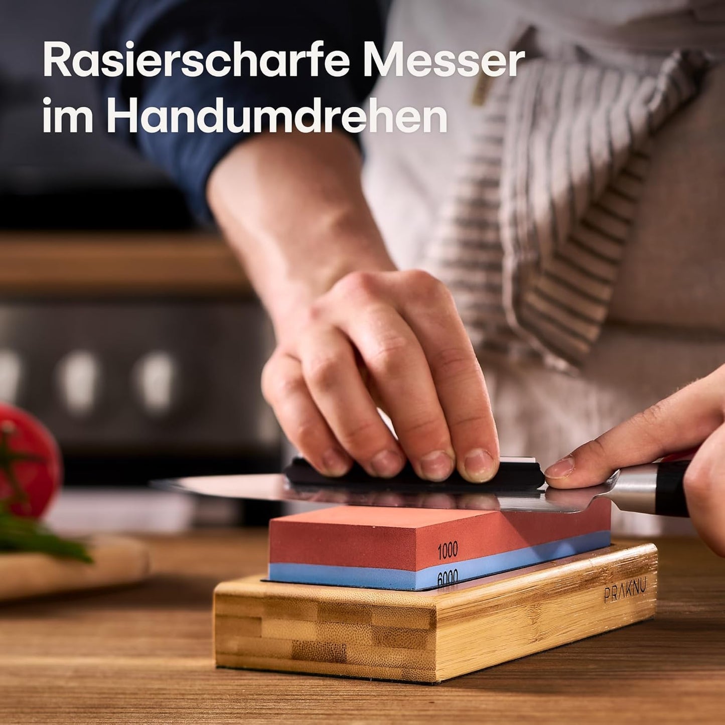 Abziehstein Schleifstein 1000/6000 mit Bambus Halterung