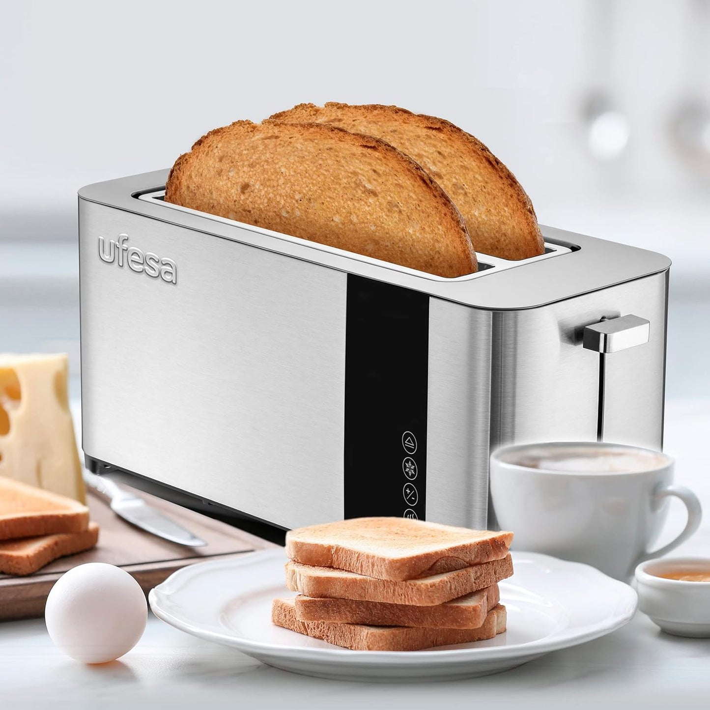 Toaster Duo Plus Delux mit LCD-Bildschirm, 2 Lange Schlitze ; Inox Digital