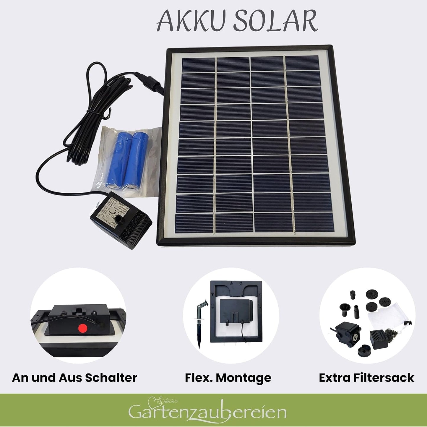 Wasserspeier Frosch mit Solarpumpe (16cm, Keramik)