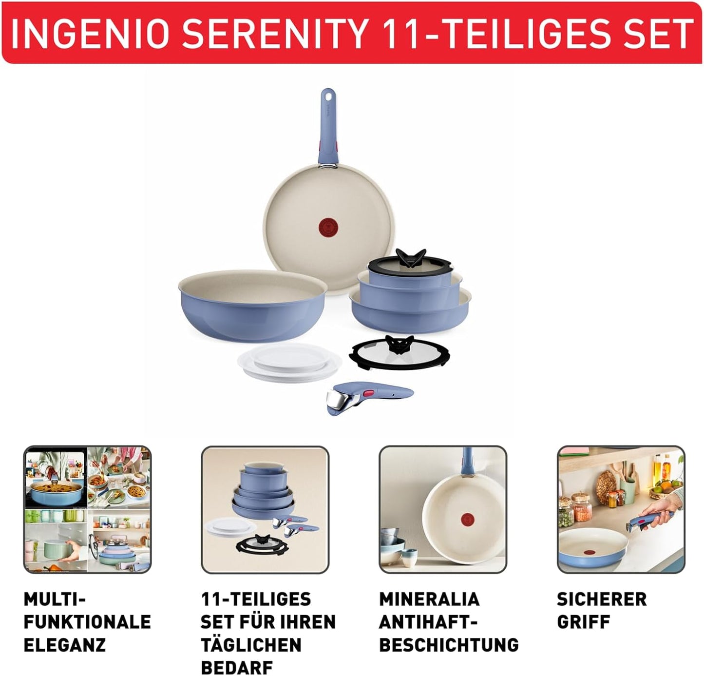 11-teiliges Kochgeschirrset Ingenio Serenity, 11-teiliges Set Blue Salt