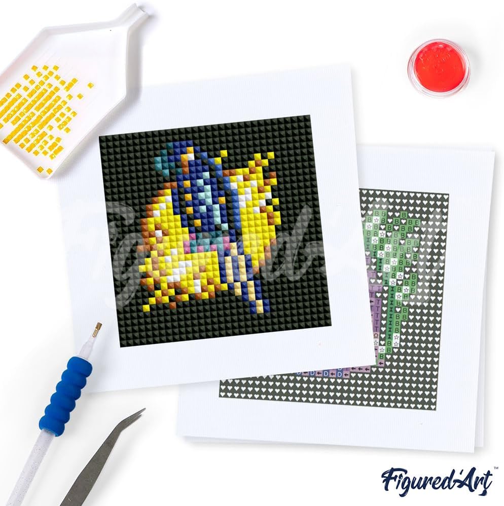 Mini Serie Diamond Painting Set mit 12 Stück, Tiere PROBLEMYOUMUSTCHECK