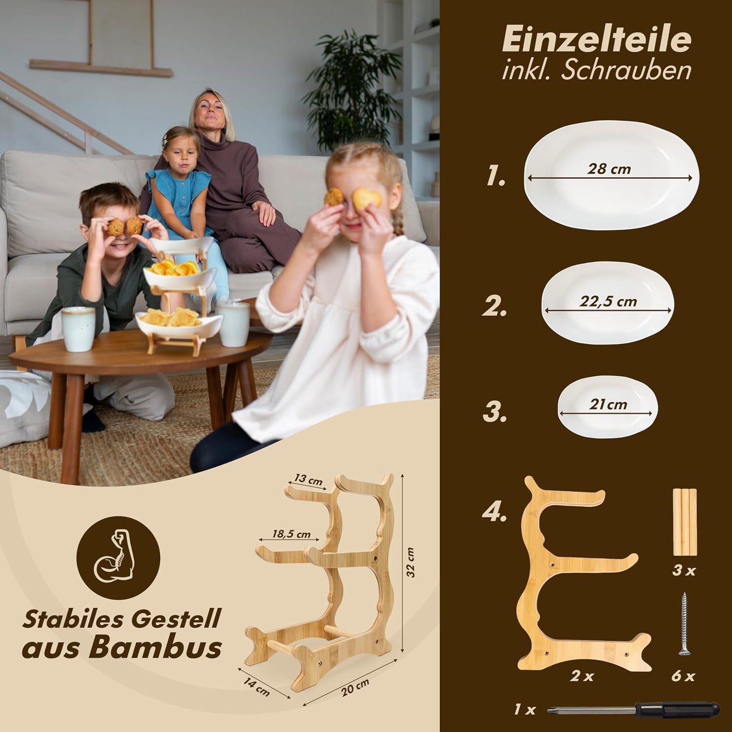 3-stöckige Obst-Etagere, Weiß