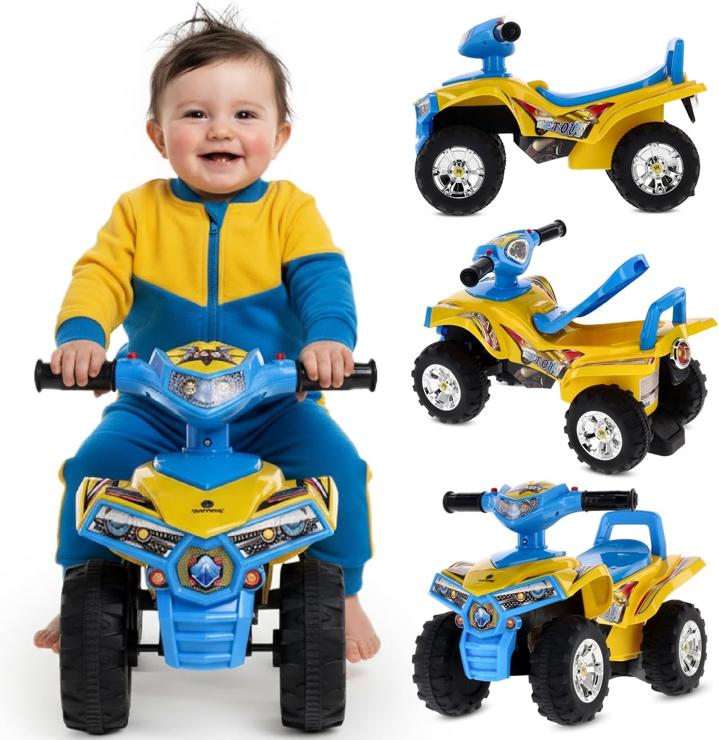 Quad Rutschauto für Kleinkinder ab 1 Jahr, Gelb