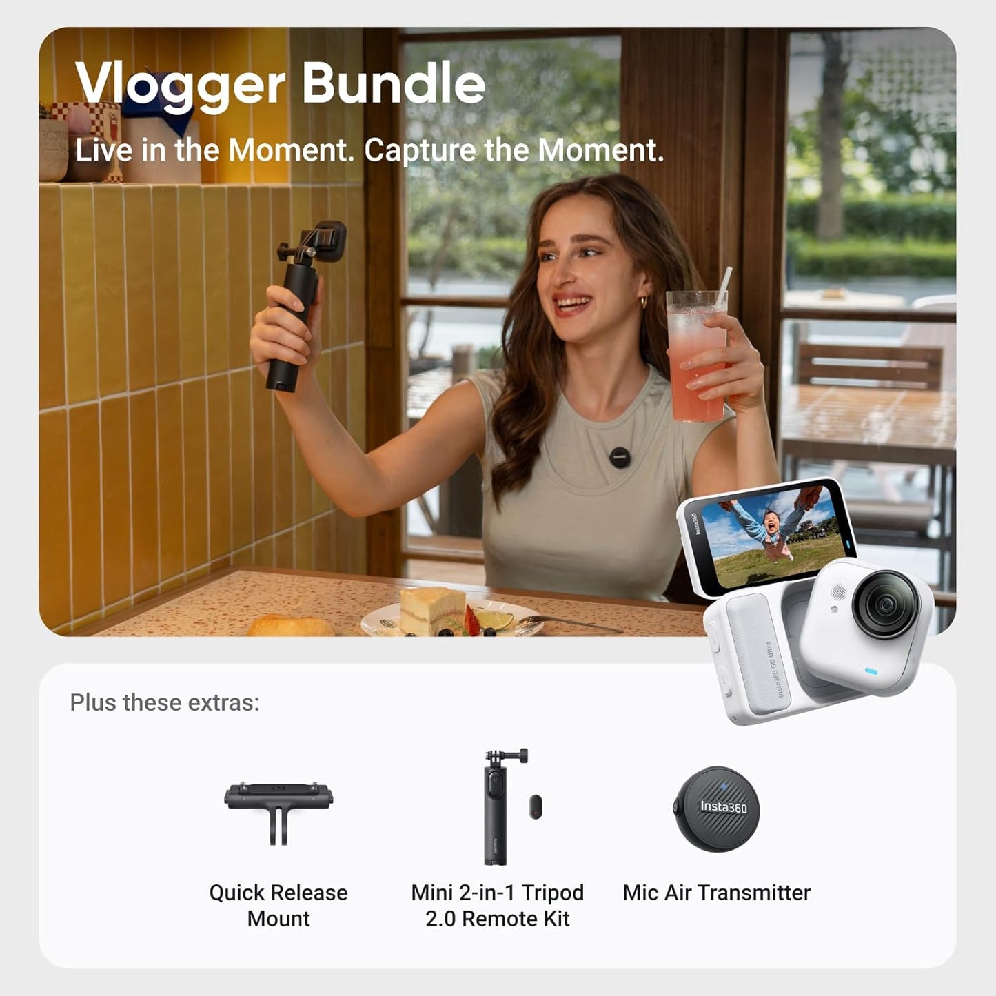 Vlogger-Bundle mit 4K Mini-Cam GO Ultra, Polarweiss Vlogger-Bundle