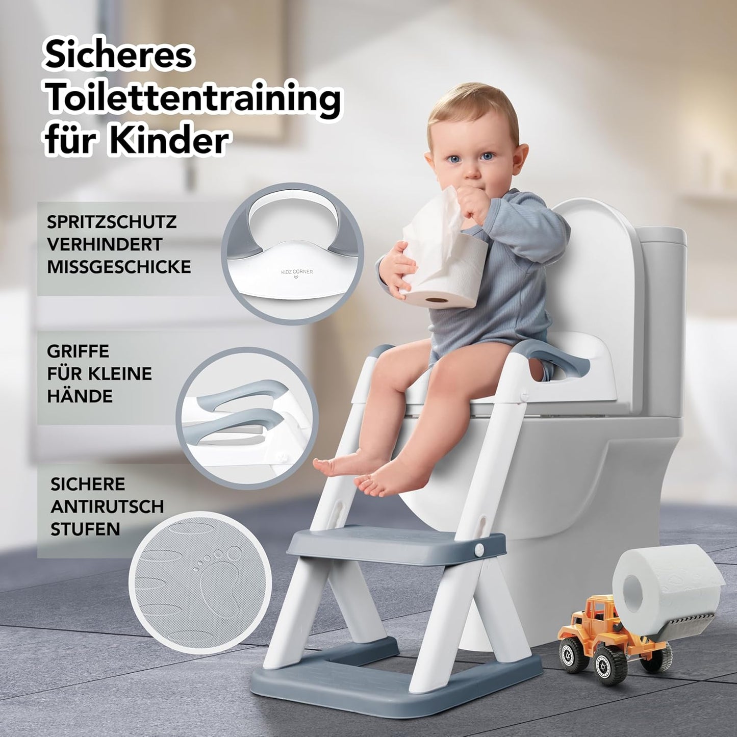 Höhenverstellbarer Kinder-Toilettensitz mit Treppe