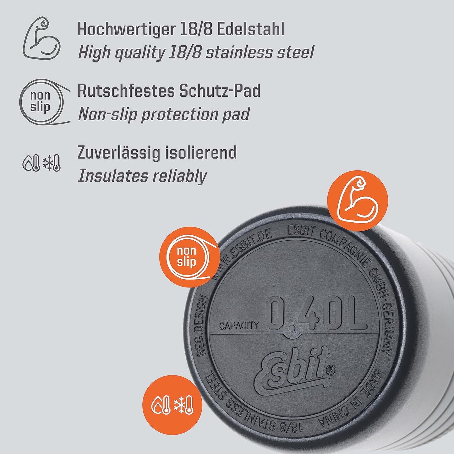 Majoris Edelstahl Thermobehälter, 400 ml Schwarz