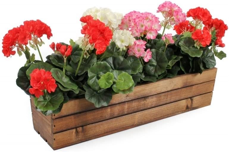 Holzblumenkasten mit Kunststoffeinsatz, Braun 60 x 18 x 15 cm