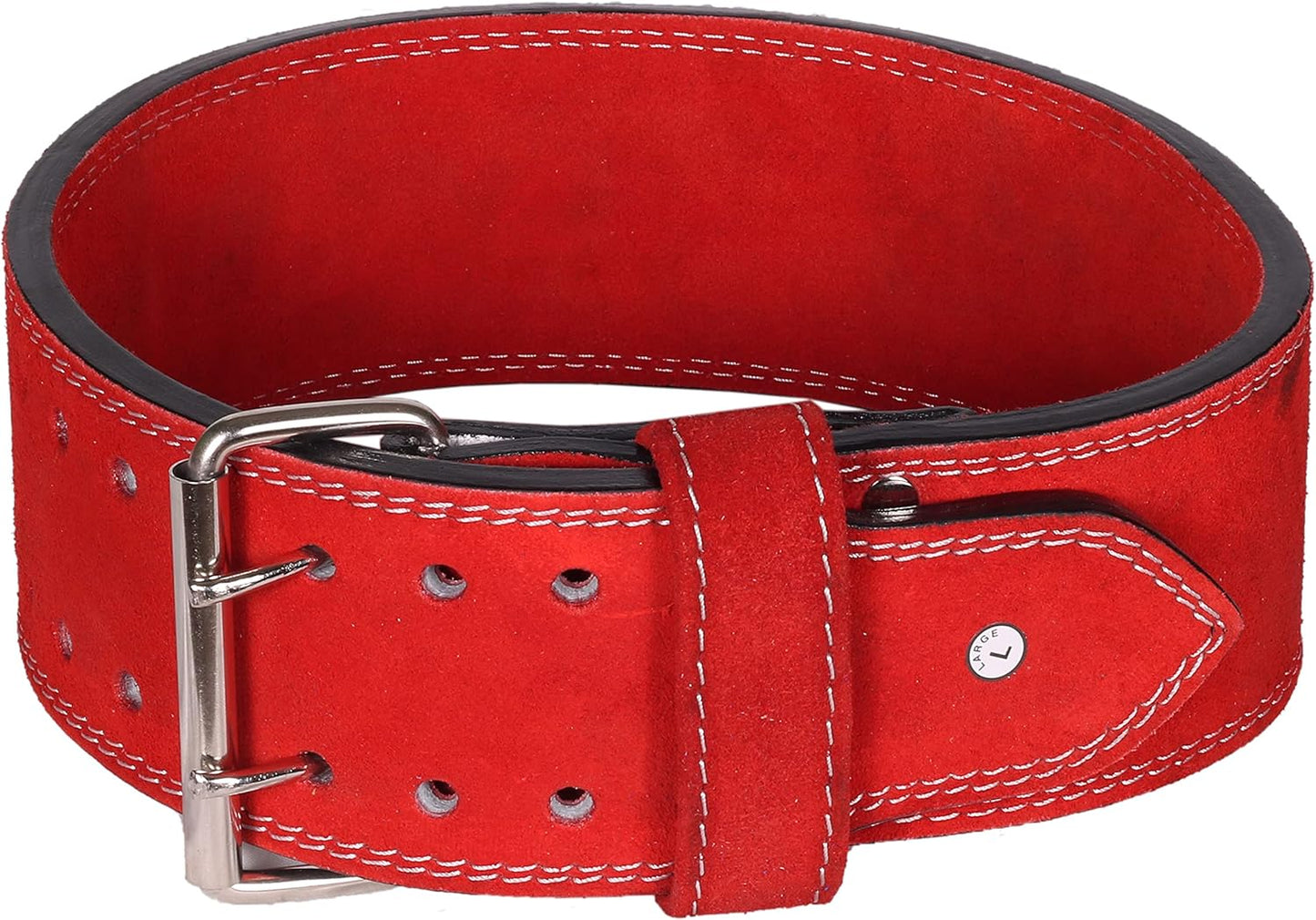 Gewichthebergurt aus Leder für Fitness-Training, rot M (28'' to 32'')