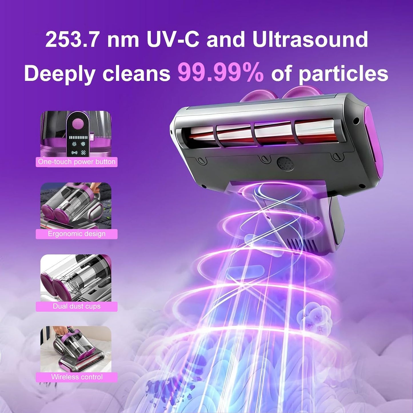Milbensauger mit UV-Licht & Ultraschall, Lila