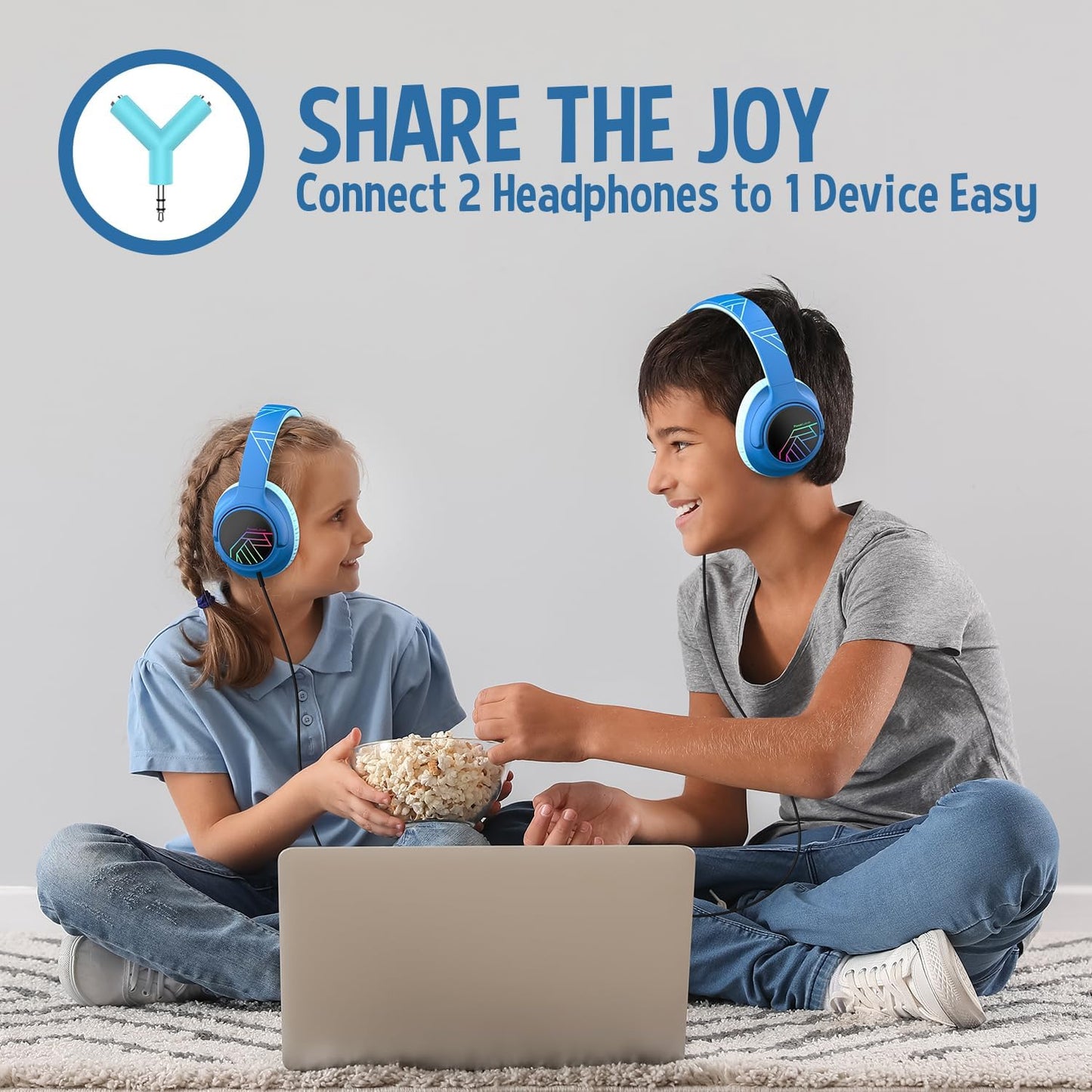 Bobo Bluetooth-Kopfhörer für Kinder, Blau/Schwarz