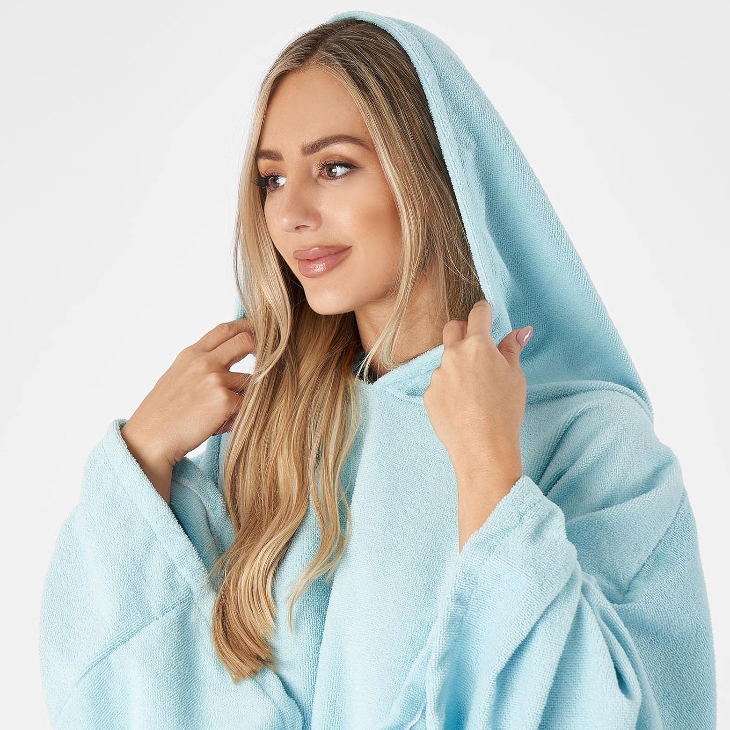 Handtuch-Poncho mit Kapuze, Einheitsgrösse Himmelblau