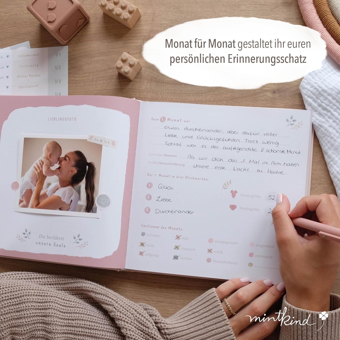 Babyalbum, mit Stickerset, Blumen