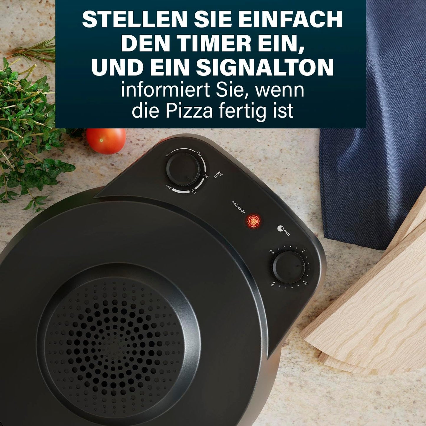 Pizzaofen Modell SDA 01.115005.01.001, Ø30 cm, Schwarz