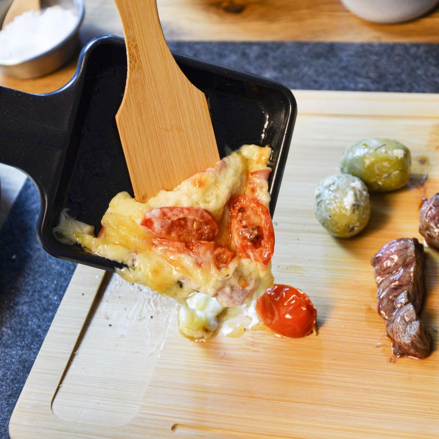 Raclette-Teller-Set für 2 Personen, 2er Set mit Spatel