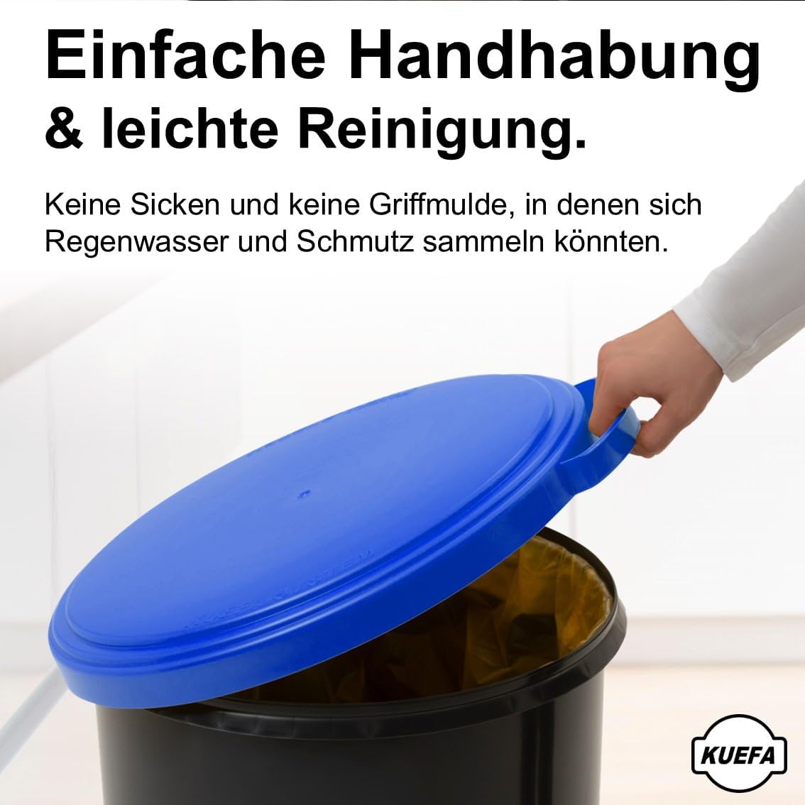 Müllsackständer mit flachem Deckel, Blau