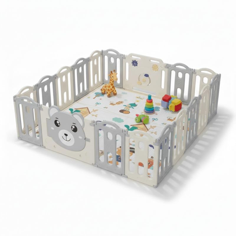Laufgitter mit Spielpaneelen (185x185cm)
