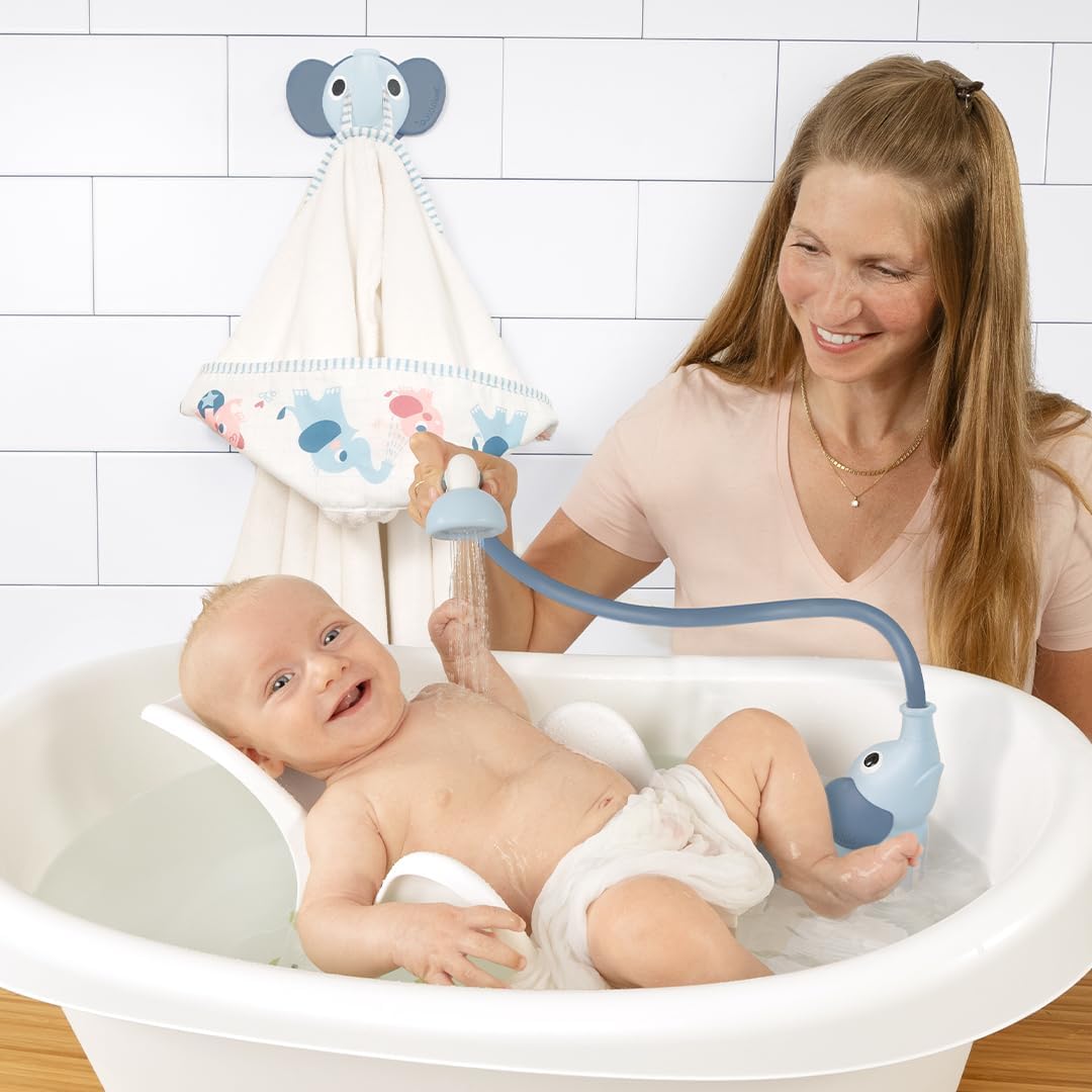 Duschkopf für Baby-Badewanne im Elefanten-Design, Hellblau