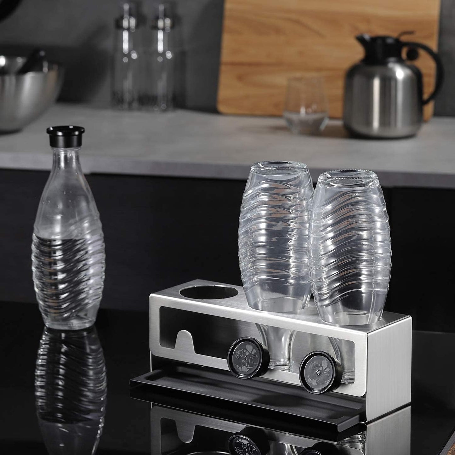 Flaschenhalter Abtropfständer für SodaStream, Matt-schwarz