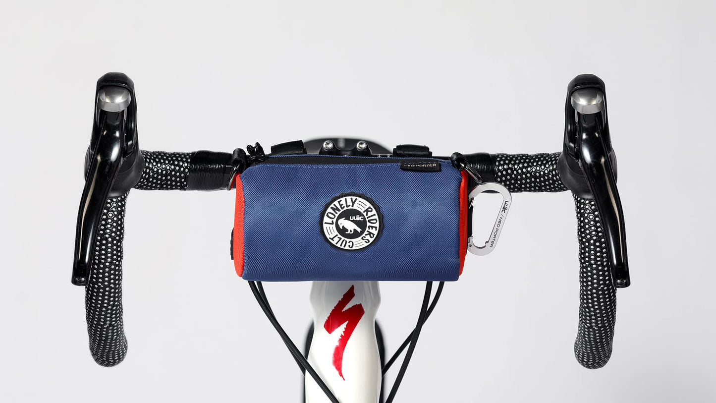 Flaschenhaltertasche mit 2 Fächern, 1.1L Marineblau - Orange
