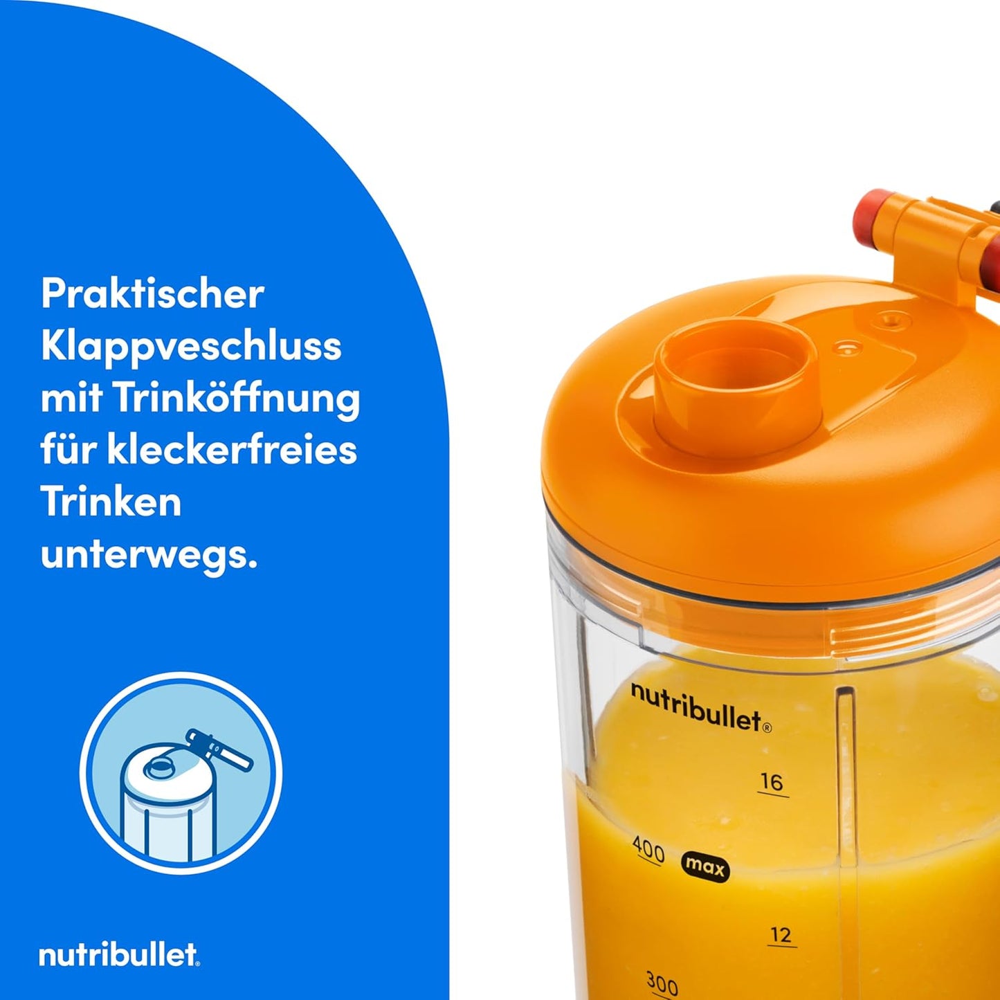 Mini-Standmixer Flex NBP013OR mit Trageschlaufe & USB-C