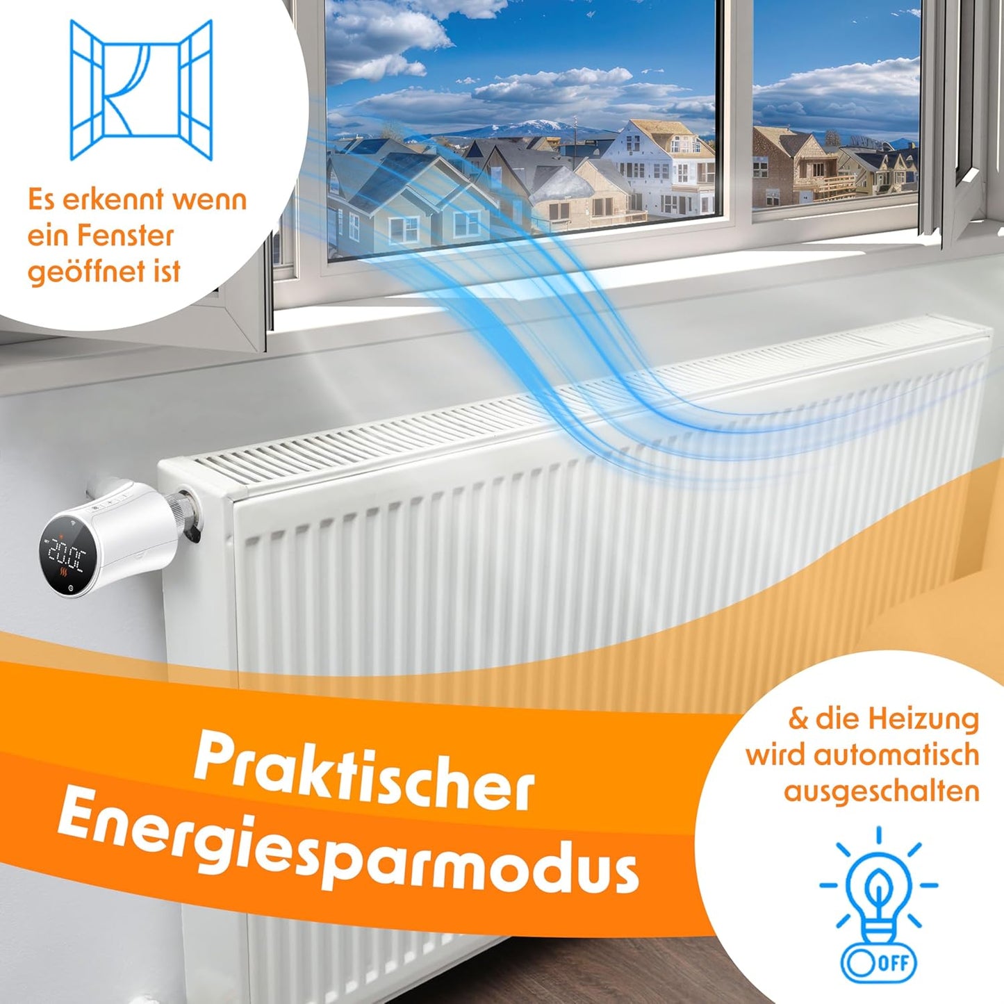 Heizkörperthermostat mit Smart Home Steuerung, Rund 1 Stück Weiß