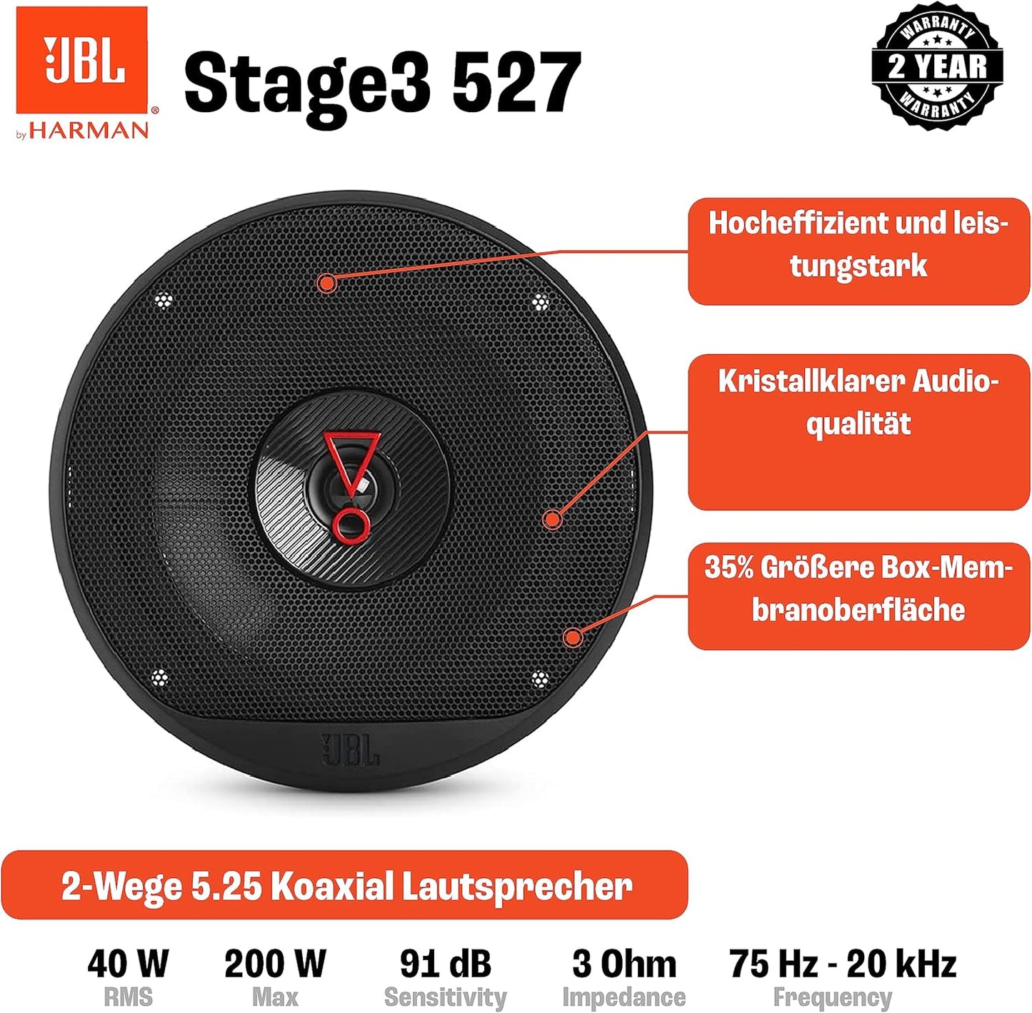 Stage3 527 2-Wege Auto Lautsprecher Set, Single