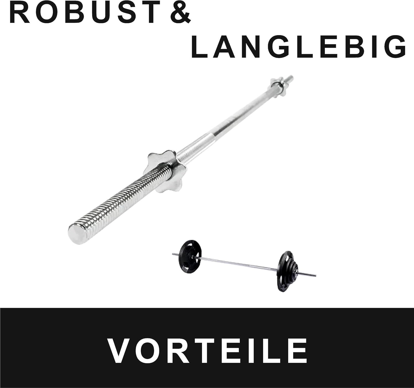 Langhantelstange mit Sternverschlüssen, 182 CM