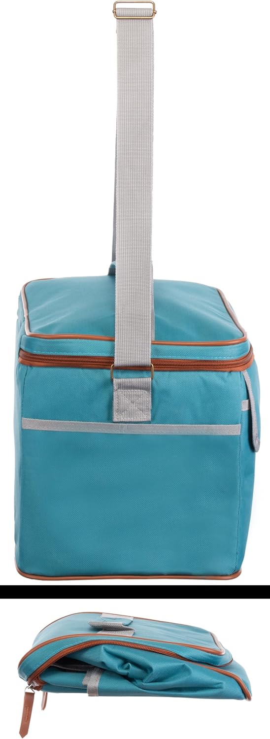 Faltbare Kühltasche mit Reissverschluss, Türkis, ca. 35 x 23 x 24 cm