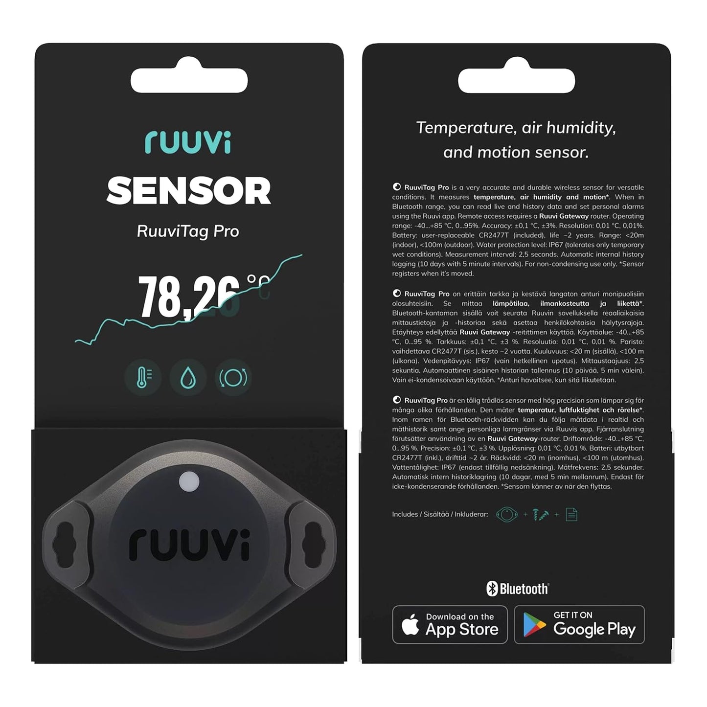 RuuviTag Pro Bluetooth Umwelt Sensor 3 in 1