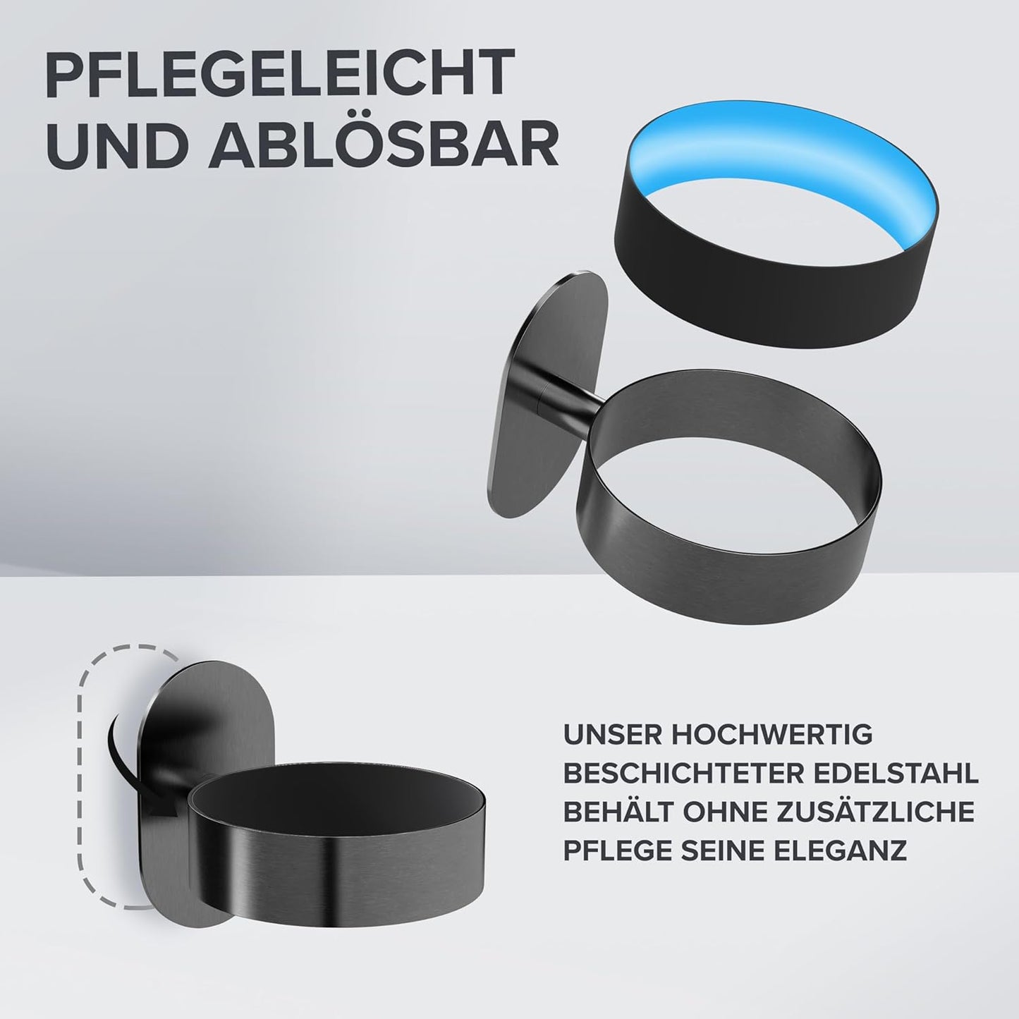 Haartrocknerhalter Mesmogtind zum kleben, Gunmetal Zum Kleben