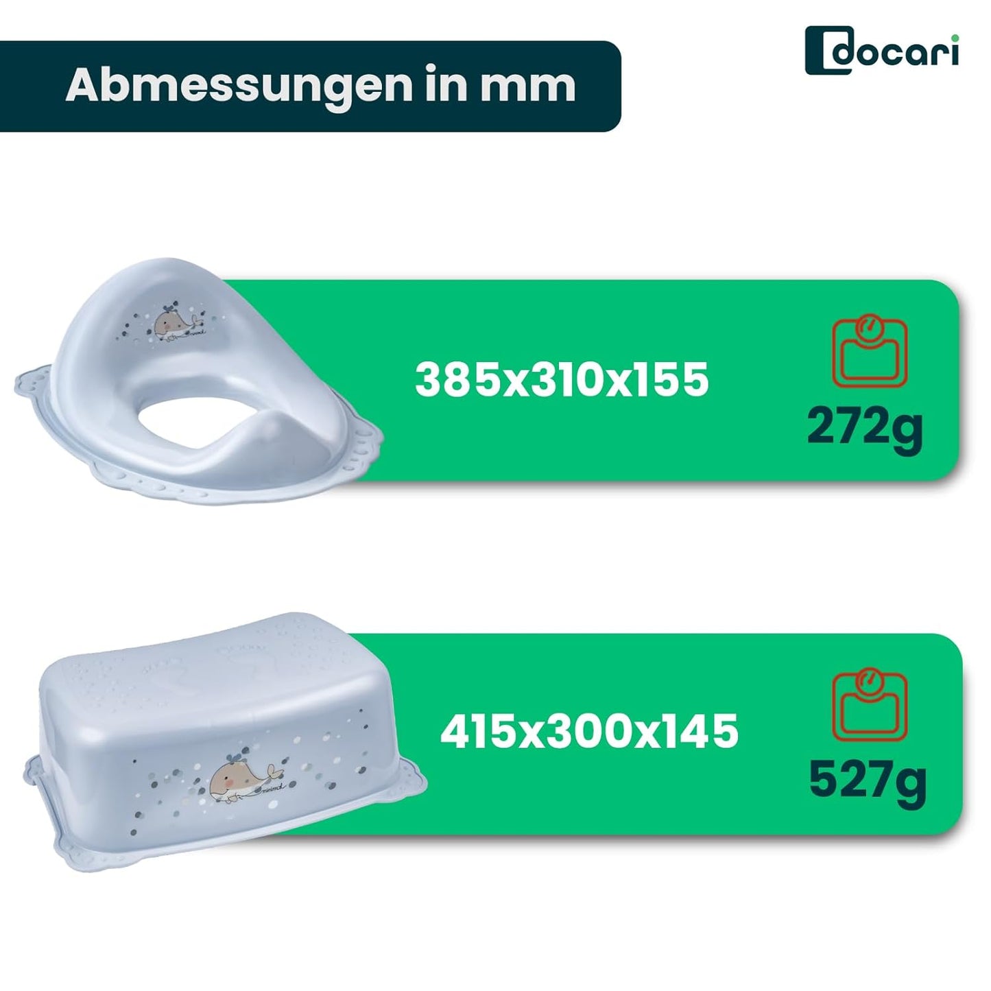Toilettentrainer-Set mit Treppe für Kinder (2-teilig), Wal 2er Set