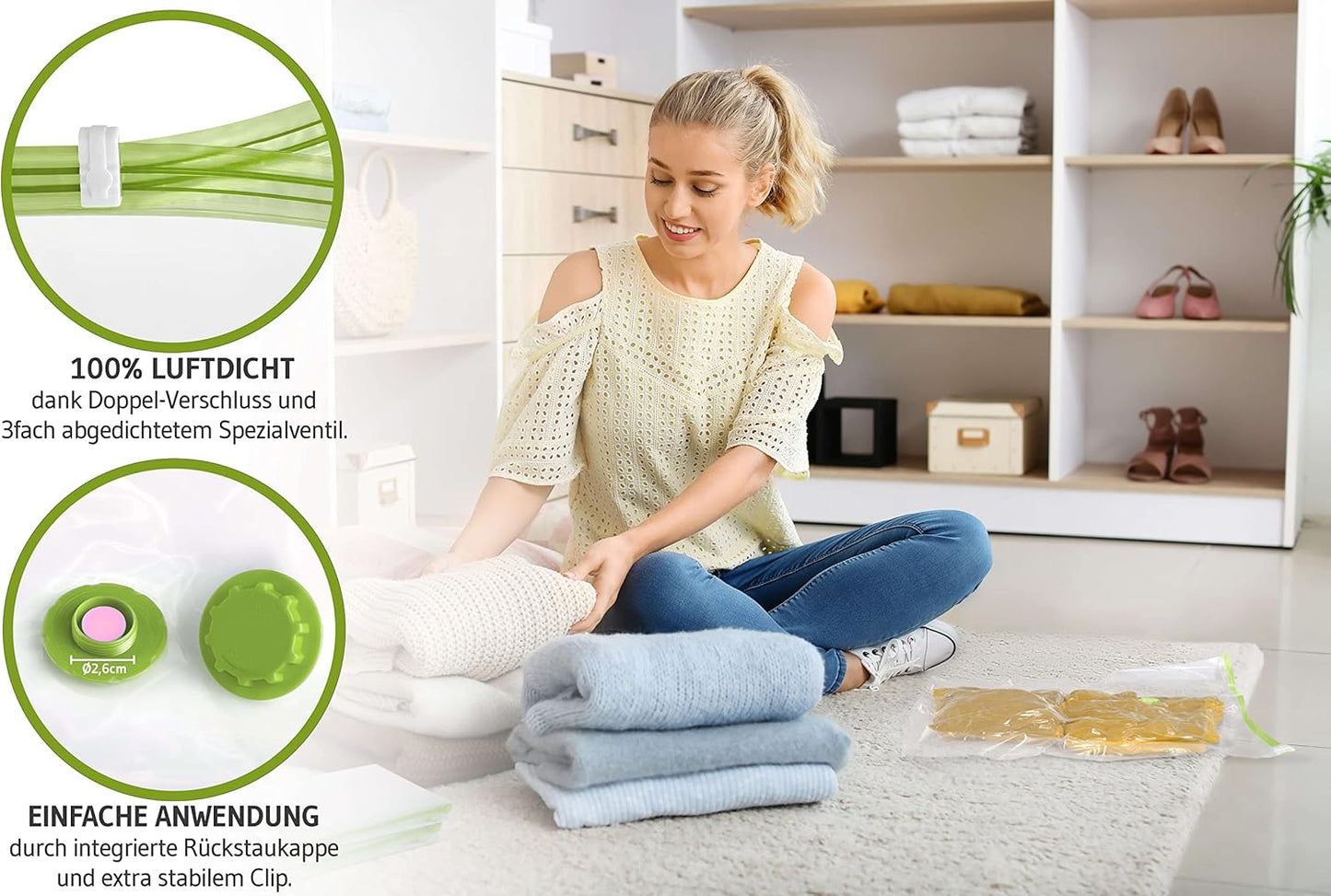 Vakuumbeutel-Set für Kleidung (6x, Grösse S), 6x - Small (60 x 40cm)