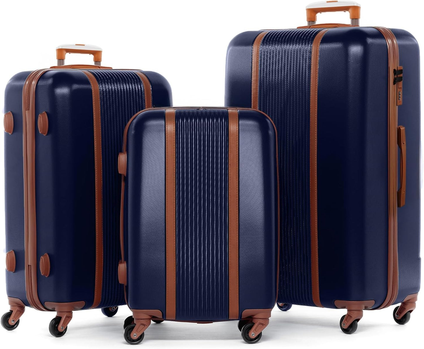 3-teiliges Kofferset - Milano, 3er Set Blau-braun