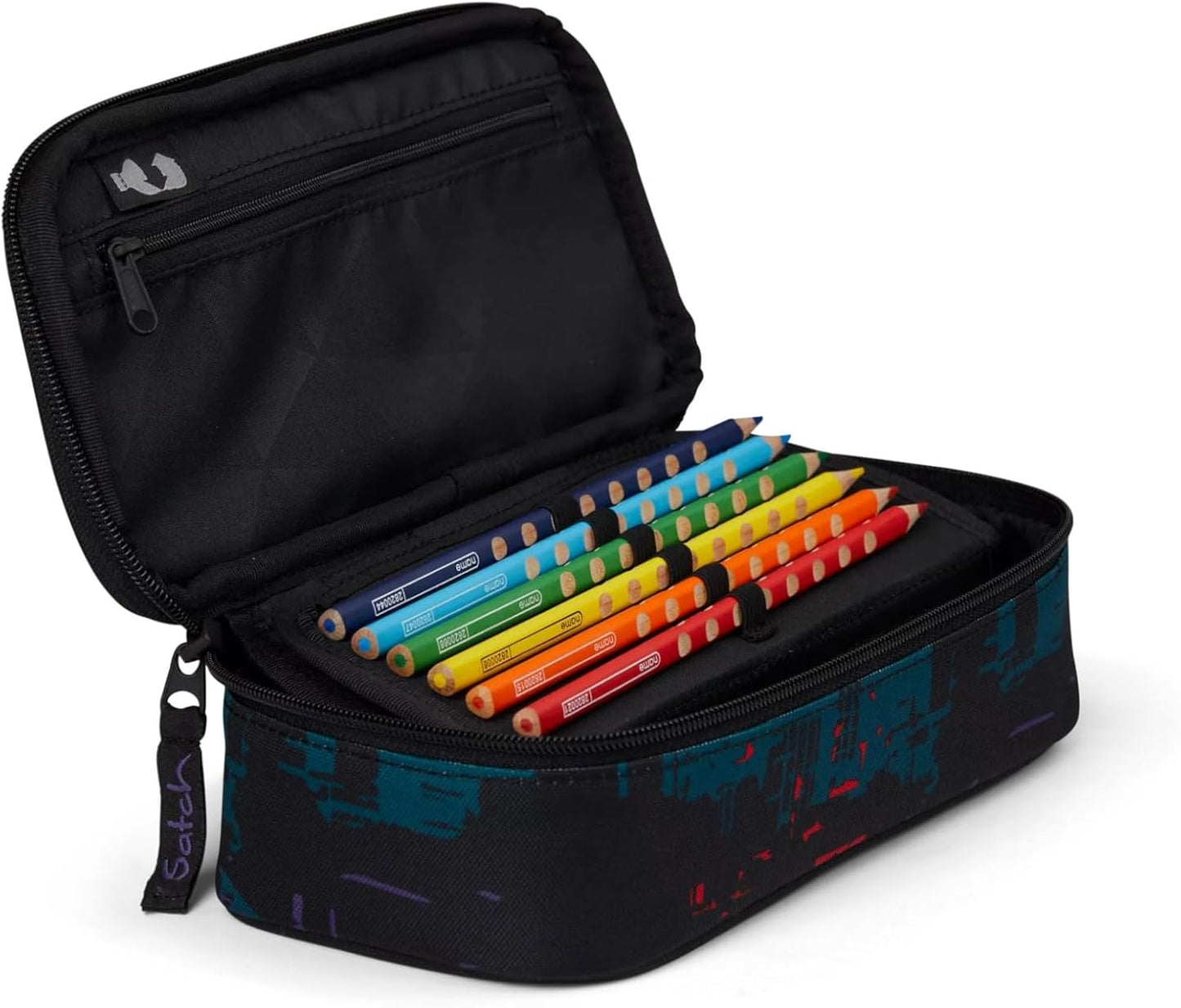 Schlamperbox mit Trennfach und Stiftehalter, Night Vision - Schwarz