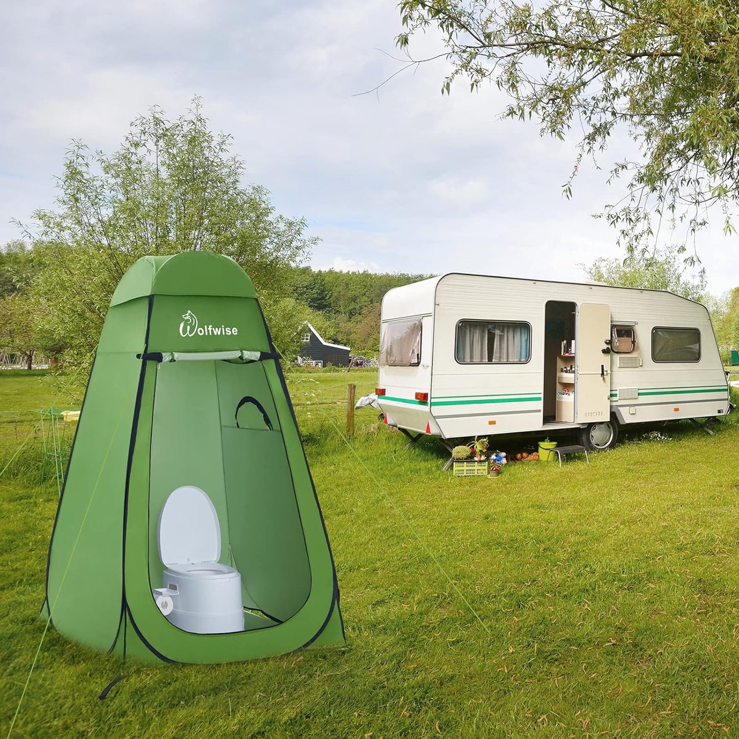 Pop Up Duschzelt, Grün Grosszügig: H 190cm, W 120cm